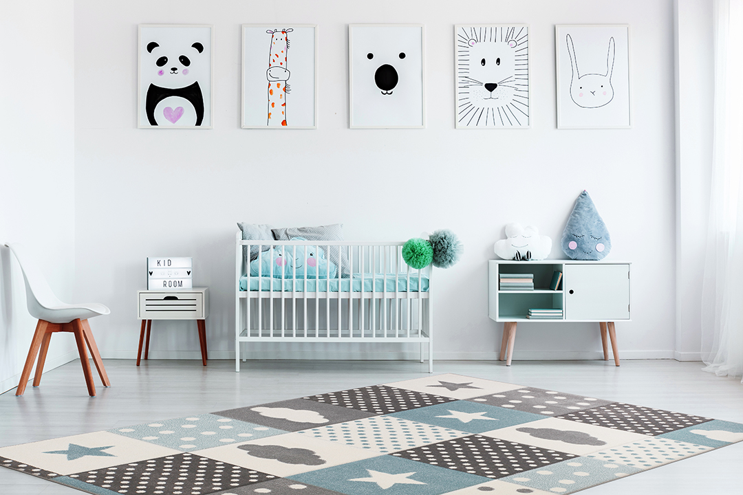 Boy's,Bed,Between,White,Cabinet,And,Violet,Tear,Pillow,On